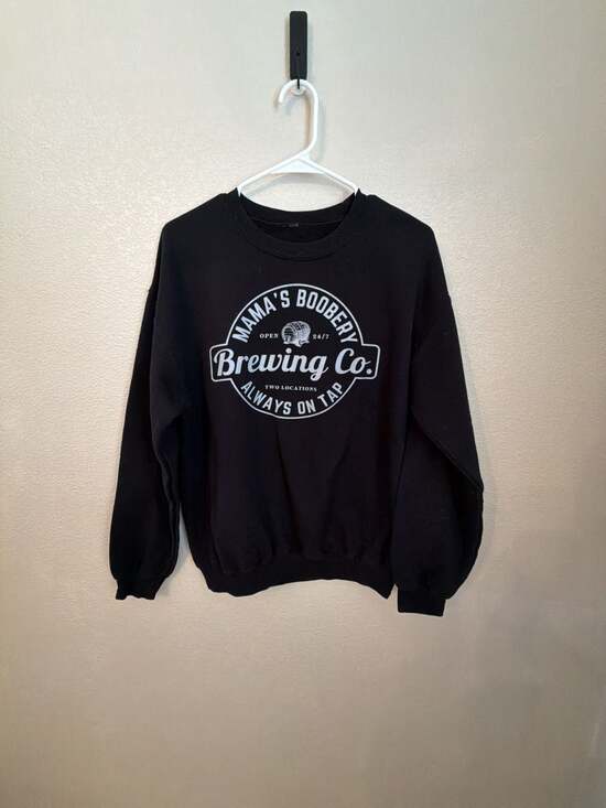 Mama's Boobery Tops - Mama's Boobery Brewing Co. Graphic Crewneck Sweatshirt Black